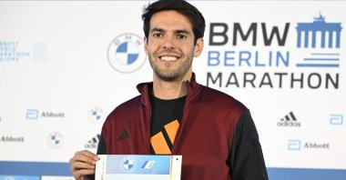 Brazilian former football player Kaka poses during a press conference in Berlin, Germany, Sept. 23, 2022. (AFP Photo)
