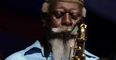 Jazz saxophonist Pharoah Sanders performs at the New Orleans Jazz and Heritage Festival in New Orleans, U.S., May 2, 2014. (AP Photo)