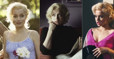 A combination of images shows Ana de Armas as Marilyn Monroe in &quot;Blonde.&quot; (Netflix via AP)