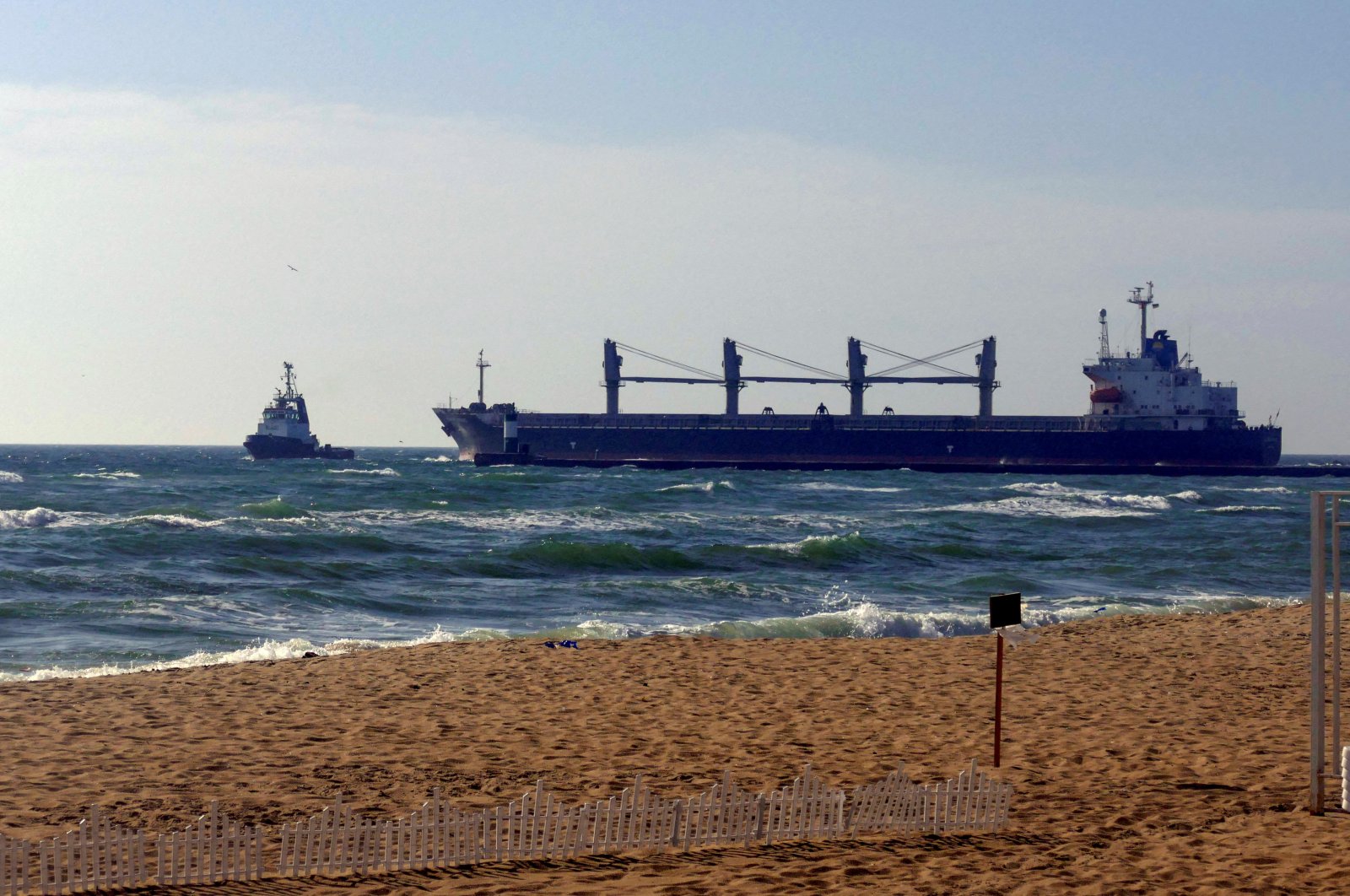 A Panama-flagged bulk carrier Ikaria Angel leaves the seaport in Chornomorsk with wheat for Ethiopia, Ukraine, Sept. 17, 2022. (Reuters Photo)