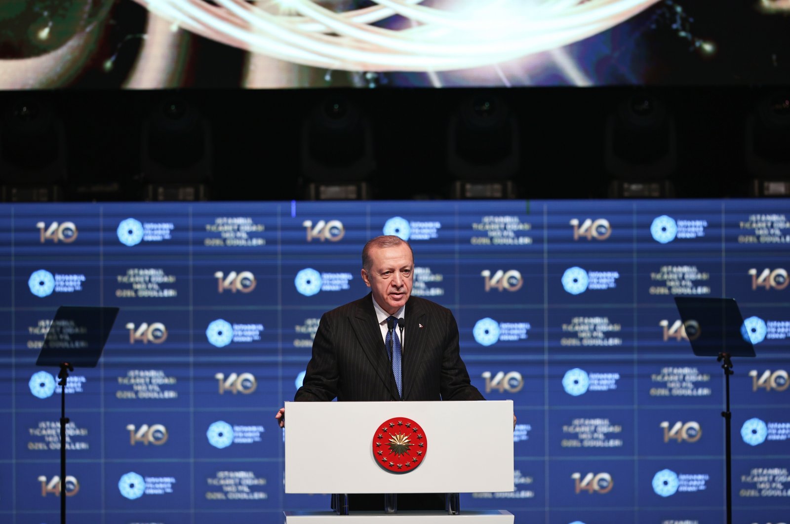 President Recep Tayyip Erdoğan speaks during an event, in Istanbul, Türkiye, Sept. 25, 2022. (AA Photo)