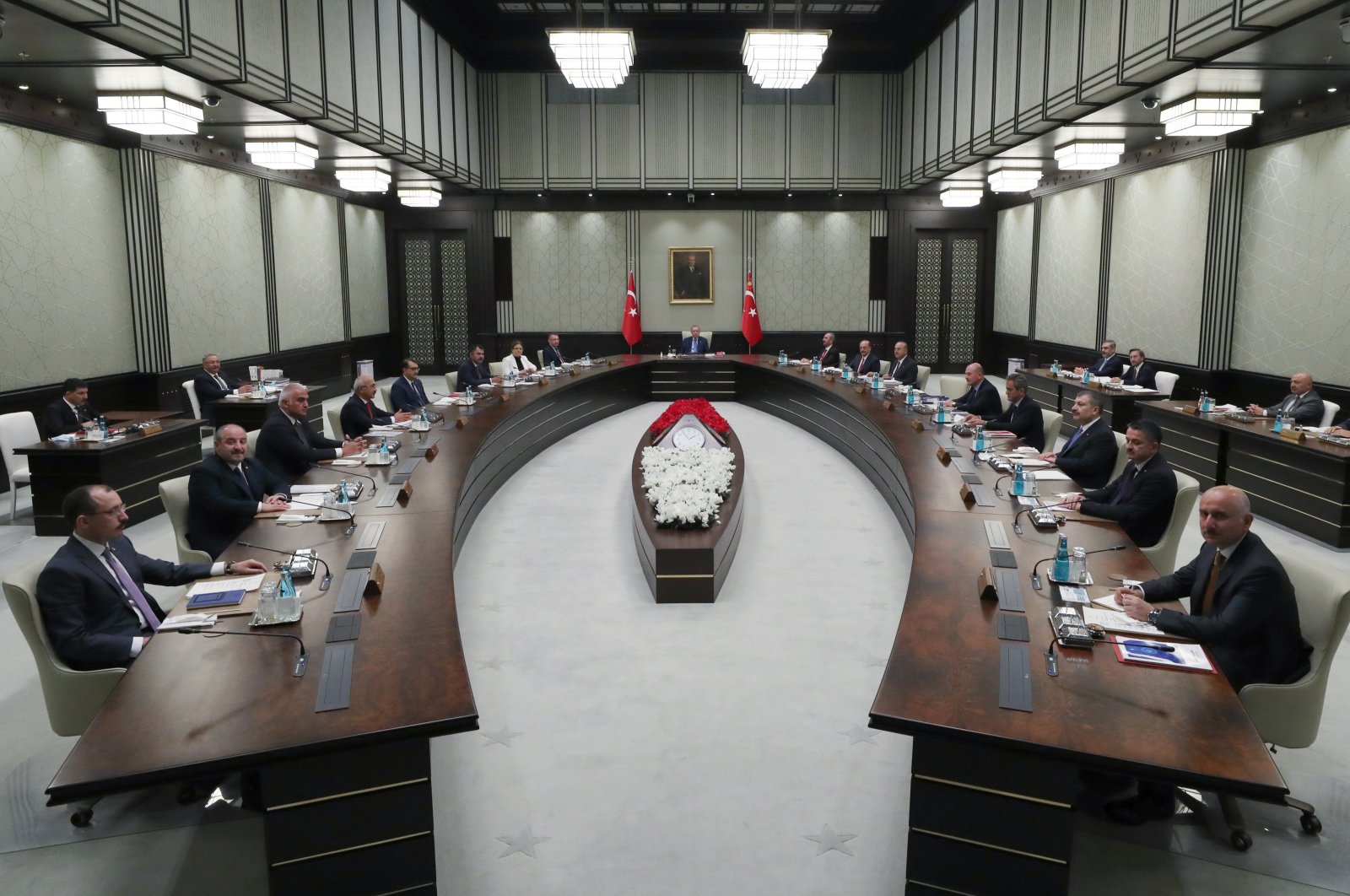 President Recep Tayyip Erdoğan chairs a Cabinet meeting in Ankara, Türkiye, June 20, 2021. (AA Photo)