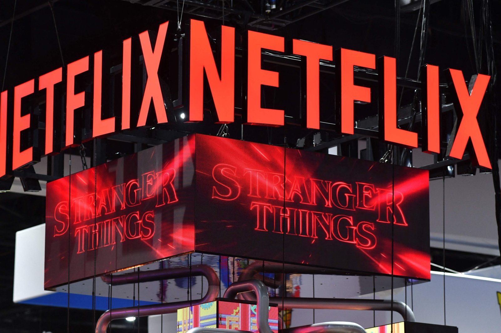 The Netflix booth advertises “Stranger Things” on a screen during Comic-Con International in San Diego, California, U.S., July 24, 2022. (AFP Photo)