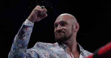 Tyson Fury poses before the WBO Interim World Heavyweight Title match at AO Arena, Manchester, Britain, Sept. 24, 2022 (Reuters Photo)