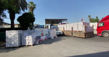 Crates containing bootleg alcoholic drinks are on display, in Mersin, southern Türkiye, Sept. 27, 2022. (İHA PHOTO)