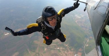 Ibrahim Kalesic, a parachuter, jumps from an airplane during a competition in Paracin, Serbia, April 20, 2019. (Reuters Photo)