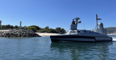 The Turkish armed unmanned surface vehicle (AUSV) MARLIN joined NATO&#039;s military exercises held around the Troia Peninsula in Portugal, Sept. 26, 2022. (AA Photo)