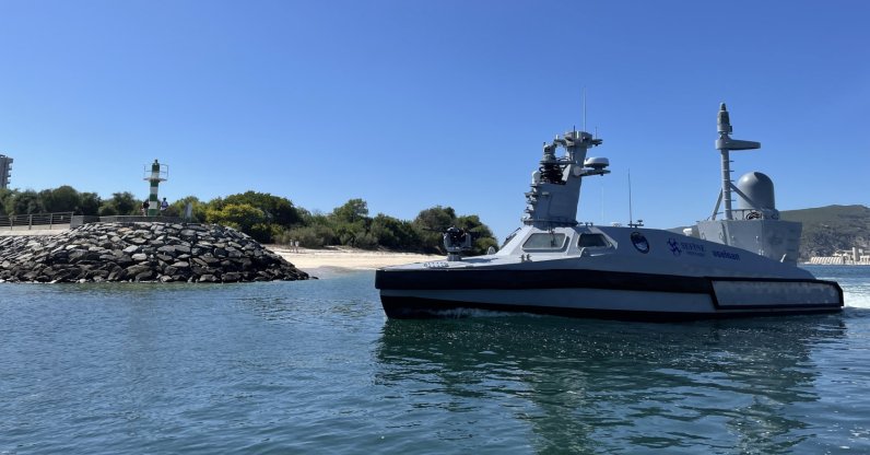 The Turkish armed unmanned surface vehicle (AUSV) MARLIN joined NATO's military exercises held around the Troia Peninsula in Portugal, Sept. 26, 2022. (AA Photo)