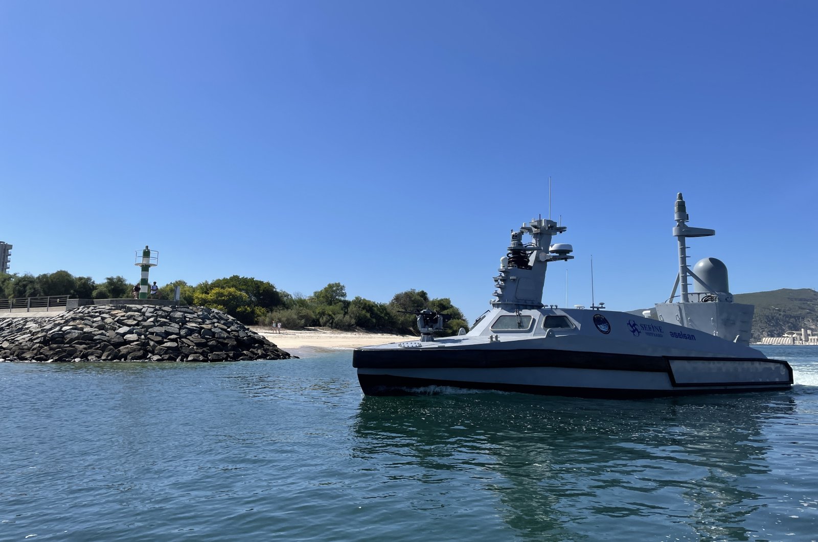 The Turkish armed unmanned surface vehicle (AUSV) MARLIN joined NATO&#039;s military exercises held around the Troia Peninsula in Portugal, Sept. 26, 2022. (AA Photo)