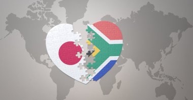 A heart shaped depiction of the Japanese and South African flags together. (ShutterStock Photo)