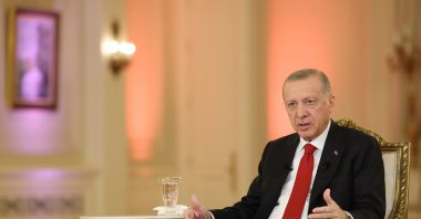 President Recep Tayyip Erdoğan speaks during a live interview with broadcaster CNN Türk, Sept. 28, 2022. (DHA Photo)