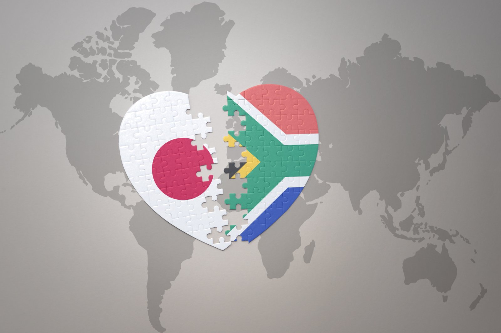 A heart shaped depiction of the Japanese and South African flags together. (ShutterStock Photo)