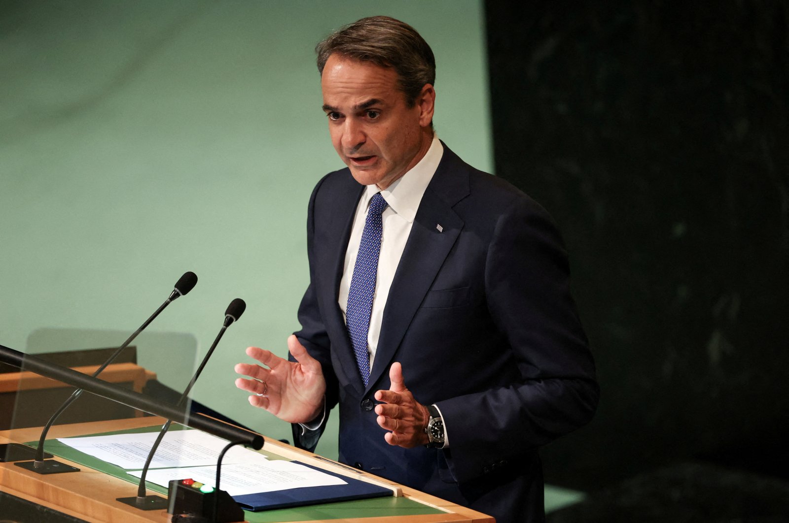 Greek Prime Minister Kyriakos Mitsotakis addresses the 77th United Nations General Assembly at U.N. headquarters in New York City, New York, U.S., Sept. 23, 2022. (Reuters File Photo)