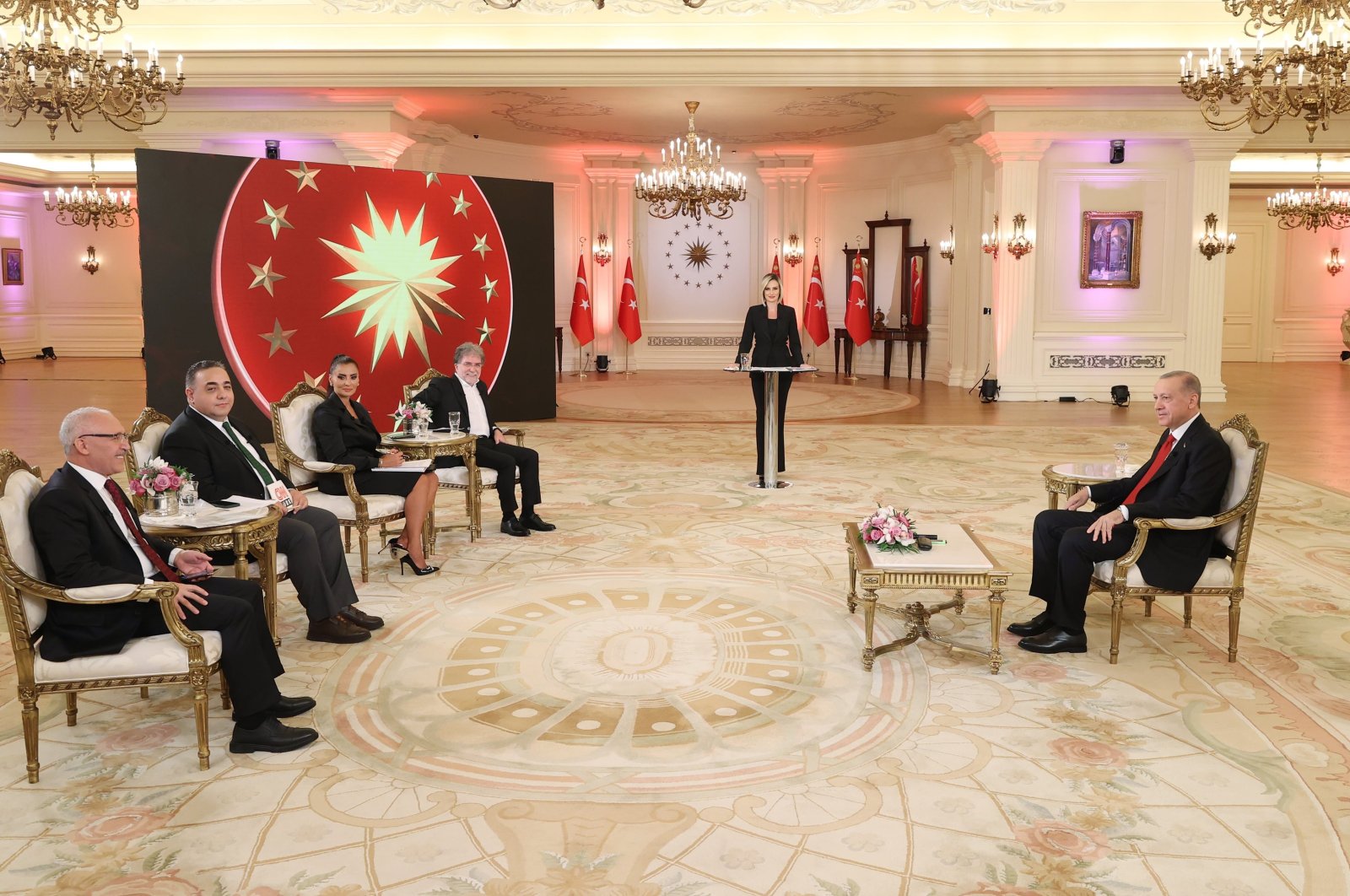 President Recep Tayyip Erdoğan speaks during a live interview on CNN Türk, Sept. 28, 2022. (DHA Photo)