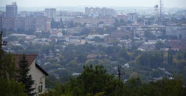 A view of the city of Luhansk, a day after voting in four Moscow-held regions of Ukraine on referendums to become part of Russia, in Luhansk, eastern Ukraine, Sept. 28, 2022. (AP Photo)
