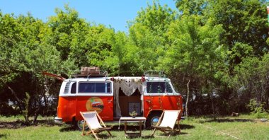 A classic caravan is on display during the 1st Istanbul Caravan Festival. (Photo courtesy of the organization)