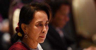 Myanmar's then State Counsellor Aung San Suu Kyi attending the 10th ASEAN-UN Summit in Bangkok, Thailand, Nov. 3, 2019. (AFP Photo)