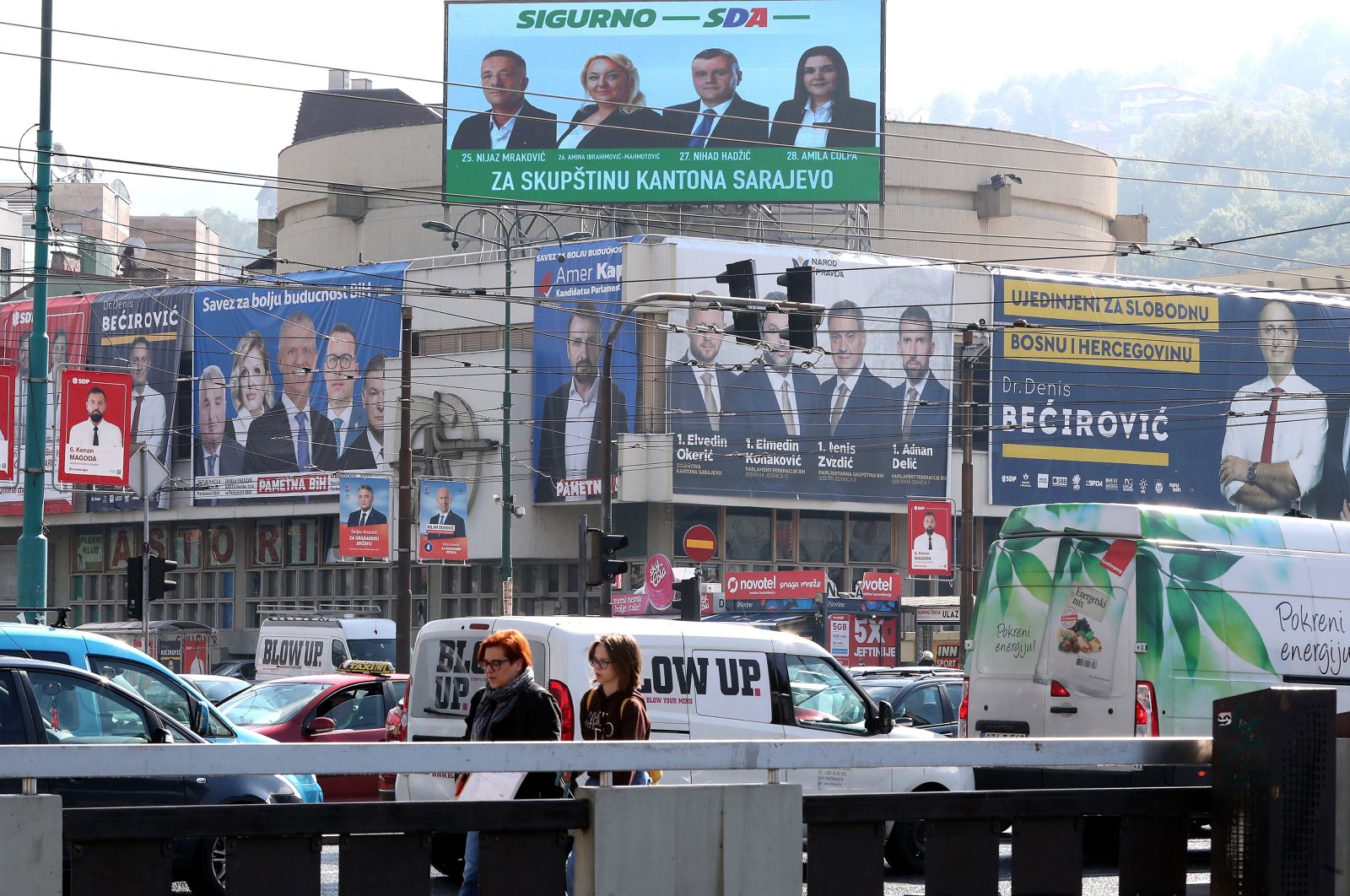 Election campaign posters in Sarajevo, Bosnia and Herzegovina, Sept. 28, 2022. (EPA Photo)