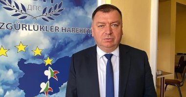 Güner Çetin, the Thrace regional representative of the Movement for Rights and Freedoms (MRF), speaks to Anadolu Agency in Tekirdağ, Türkiye, Sept. 30, 2022. (AA Photo)