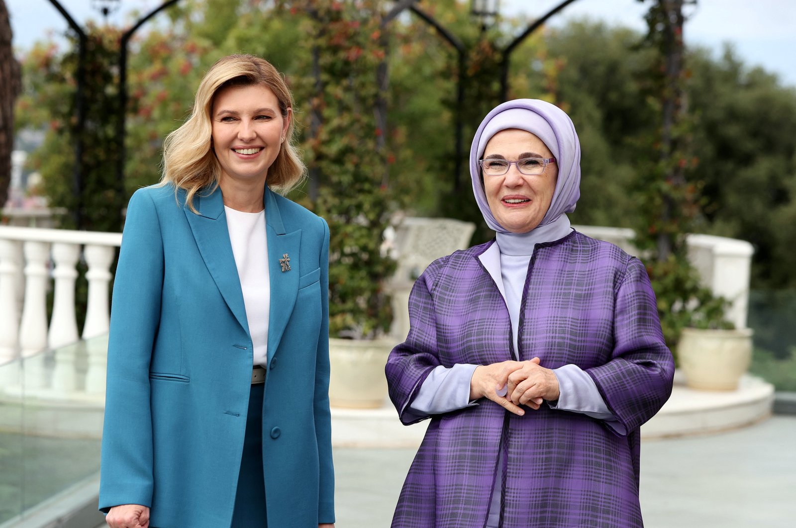 Türkiye&#039;s first lady Emine Erdoğan meets with Ukrainian first lady Olena Zelenska in Istanbul, Türkiye, Oct. 2, 2022. (Reuters Photo)
