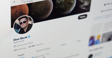 The Twitter page of Elon Musk is seen on the screen of a computer in Sausalito, California, U.S., April 25, 2022. (AP Photo)