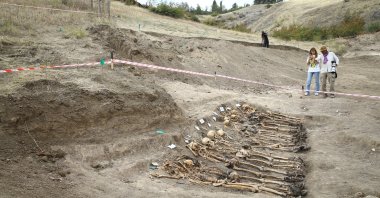 The mass grave discovered in the village of Edilli in Khojavend, Azerbaijan, Oct. 4, 2022. (AA Photo)