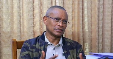 In this image from video, Tigray's regional leader Debretsion Gebremichael speaks during an interview in Mekele, in the Tigray region of northern Ethiopia on July 7, 2021. (AP Photo)