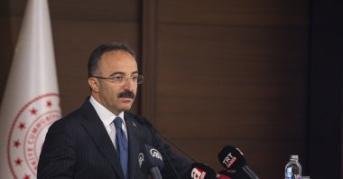Deputy Interior Minister Ismail Çataklı speaks at a monthly press meeting in Ankara, Türkiye, Oct. 5, 2022. (AA Photo)