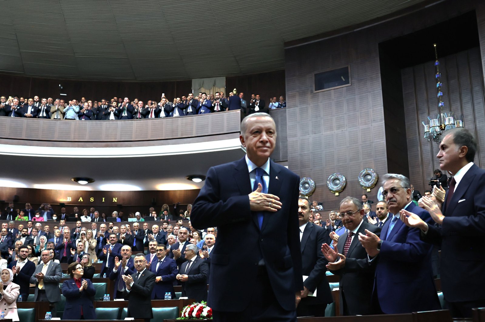 President Recep Tayyip Erdoğan speaks at the ruling Justice and Development Party (AK Party) meeting in the capital Ankara, Türkiye, Oct. 5, 2022. (AA)