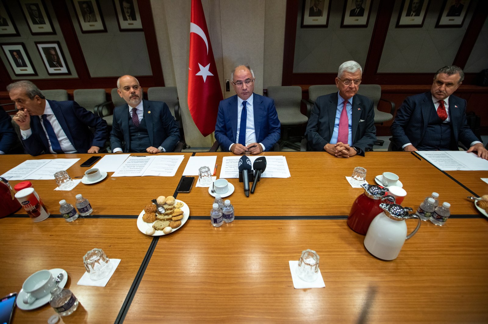 The Turkish delegation briefs reporters in Ankara, Türkiye, Oct. 5, 2022. (AA Photo)
