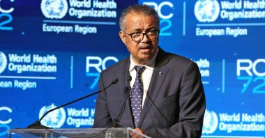 Director-General of the World Health Organisation (WHO) Tedros Adhanom Ghebreyesus delivers a speech during the 72nd session of the WHO Regional Committee for Europe, Tel Aviv, Israel, Sept. 12, 2022. (AFP Photo)