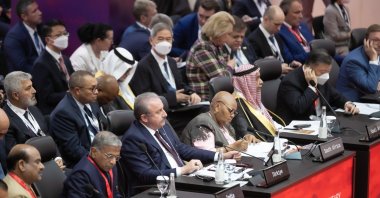 Mustafa Şentop speaks at the G-20 Parliamentary Speakers (P20) Summit in Jakarta, the capital of Indonesia, Oct. 6, 2022. (AA Photo)