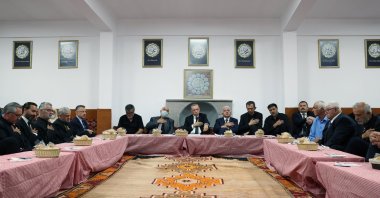 President Recep Tayyip Erdoğan breaks fast with the Alevi community at the Hüseyin Gazi Cemevi in Ankara, Turkey, Aug. 8, 2022. (AA Photo)