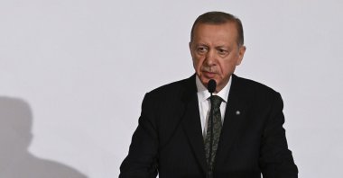 President Recep Tayyip Erdoğan gives a press conference during the meeting of the European Political Community in Prague, Czech Republic, Oct. 6, 2022. (EPA Photo)