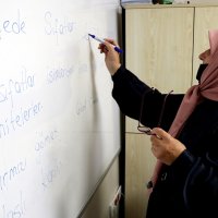Fatma Mustafaoğlu, 72, attends a course for university admission, in Yalova, northwestern Türkiye, Sept. 11, 2021. (AA PHOTO)