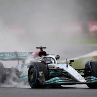 British Formula One driver George Russell of Mercedes-AMG Petronas steers his car during the second practice session of the Japanese Formula One Grand Prix, Suzuka, Japan, Oct. 7, 2022. (EPA Photo)
