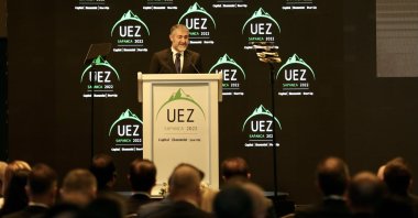 Treasury and Finance Minister Nureddin Nebati delivers a speech during the Uludağ Economy Summit 2022, in Sakarya, northwestern Türkiye, Oct. 7, 2022. (AA Photo)