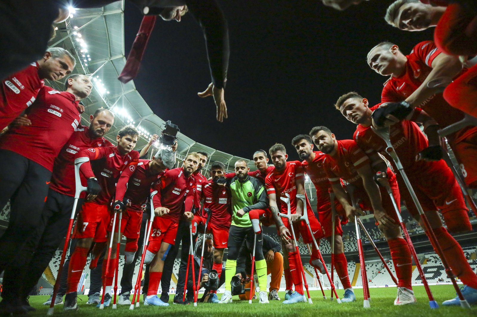 Amputee Football Team at the Vodafone Park ahead of the match with Uzbekistan, Istanbul, Türkiye, Friday, Oct. 7, 2022. (AA Photo)