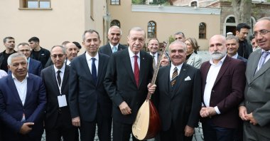 President Recep Tayyip Erdoğan during a visit to the Şahkulu Sultan Cemevi in Istanbul, Türkiye, Oct. 7, 2022. (AA)