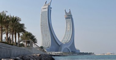 A general view of the Katara Towers in the Qatari coastal city of Lusail, ahead of the Qatar 2022 FIFA World Cup, Oct. 1, 2022. (AFP Photo)