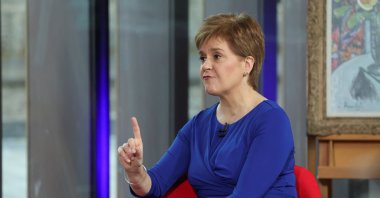 Scotland’s First Minister and Scottish National Party (SNP) Leader Nicola Sturgeon appears on the Sunday with Laura Kuenssberg show, at the Aberdeen Art Gallery, in Aberdeen, Scotland, Britain, Oct. 9, 2022. (Reuters Photo)