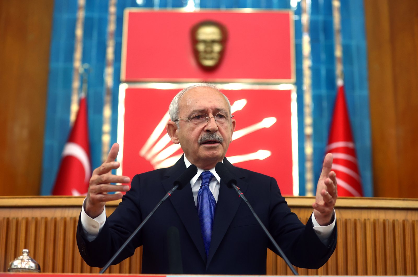 The main opposition Republican People&#039;s Party (CHP) head Kemal Kılıçdaroğlu speaks during a party meeting in the capital Ankara, Türkiye, Oct. 4, 2022. (AA Photo)