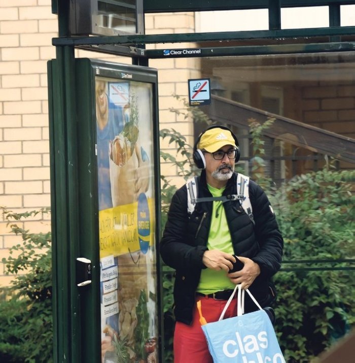 Abdullah Bozkurt is sighted in a bus stop in Salem, Sweden, in this undated photo. (Photo by Çağrı Oğuz)