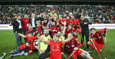 Closeup shot from the semifinal match that saw Türkiye's National Amputee Football team reach the final, Istanbul, Türkiye, Oct. 7, 2022. (AA Photo)