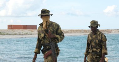 Mozambican marines are seen on the docks of the Total LNG gas plant, Afungi, Cabo Delgado province, Mozambique, Sept. 29, 2022. (AFP Photo)