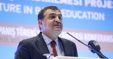 Deputy Foreign Minister Faruk Kaymakcı speaks at a conference on education in the capital Ankara, Türkiye, Sept. 21, 2022 (AA Photo)