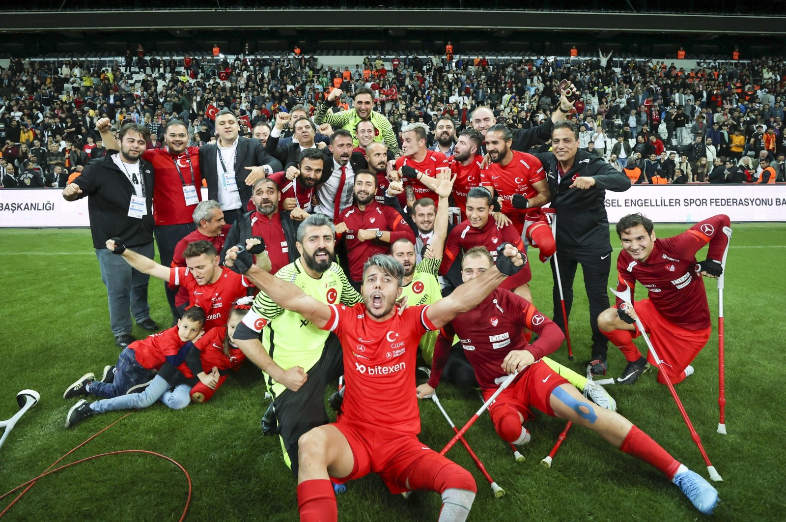 Closeup shot from the semifinal match that saw Türkiye&#039;s National Amputee Football team reach the final, Istanbul, Türkiye, Oct. 7, 2022. (AA Photo)