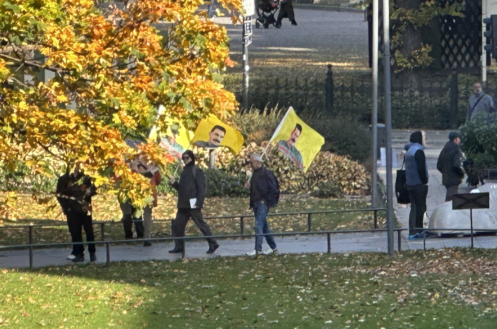 PKK/YPG sympathizers demonstrate in Stockholm, Sweden, Oct.9, 2022 (AA Photo)