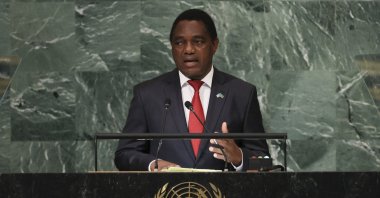 Zambia's President Hakainde Hichilema addresses the 77th Session of the United Nations General Assembly at U.N. Headquarters, New York City, U.S., Sept. 1, 2022. (Reuters Photo)