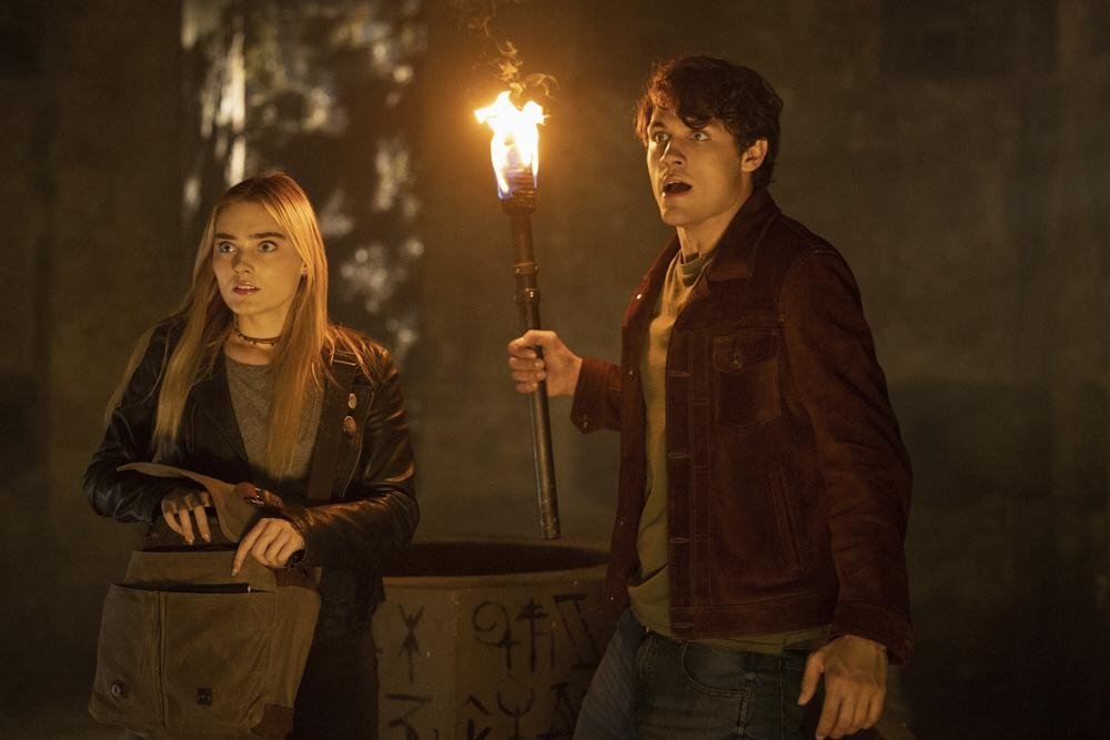 This image released by The CW shows Meg Donnelly (L) and Drake Rodger in a scene from &quot;The Winchesters,&quot; a prequel to the long-running series &quot;Supernatural.&quot; (AP Photo)